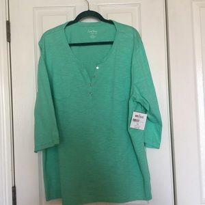 Plus Size 2X Woman’s Mint Green Henley Top
